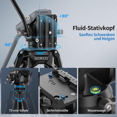 Штатив відео SIRUI AVT-11 з 360° Fluid-головкою, 180 см, для DSLR/Camcorder, алюміній, вантажопідйомність 10 кг