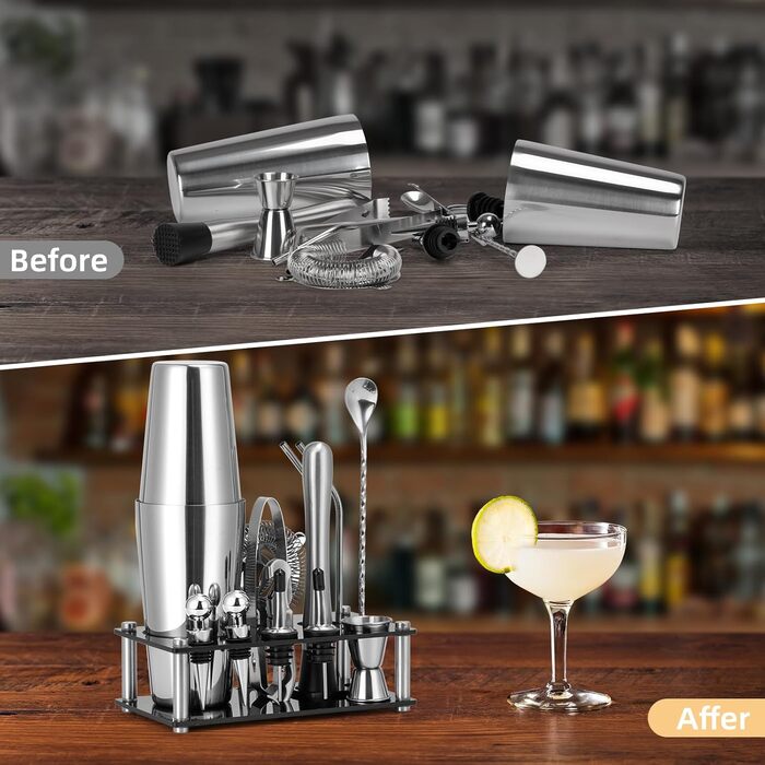 Набір для приготування коктейлів Cinnani: шейкер Boston, аксесуари, 750 мл, нержавіюча сталь, для дому, барів та вечірок