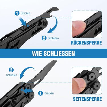 FLISSA 19-in-1 Multifunction Pliers - Survival Multitool with Glass Breaker & Fire Starter - Camping, Repair & Emergency Tool with Carrying Case