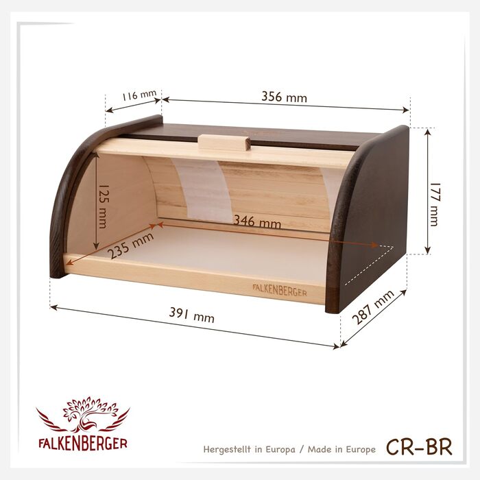 Brotbox FALKENBERGER з бука, 38x28x18 см, XL, традиційна, ручної роботи (колір: коричневий)