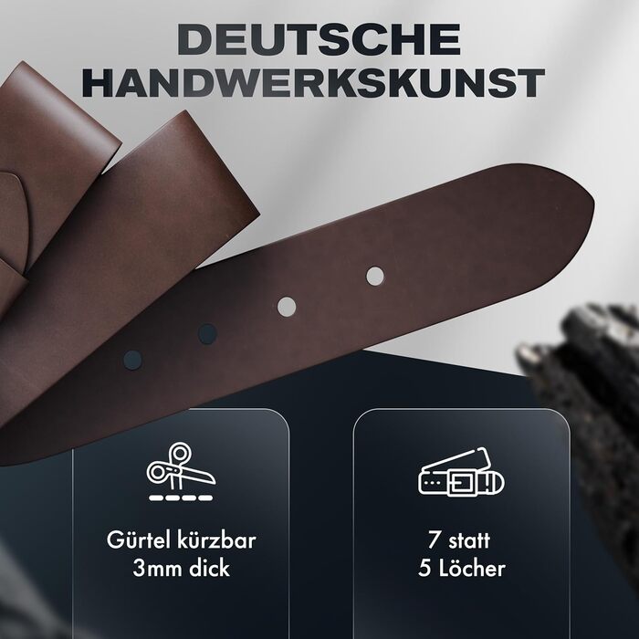 Чоловічий шкіряний ремінь преміум-якості, виготовлений у Німеччині, з подарунковою коробкою. Ремінь з натуральної шкіри, 40 мм, для джинсів, костюма, чинос, штанів. Колір: темно-коричневий. Загальна довжина: 115 см