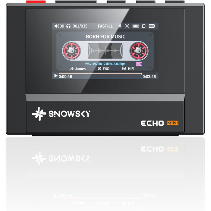 FiiO Echo Mini: Hi-Fi Bluetooth MP3 плеєр з 15 год відтворення, чорний