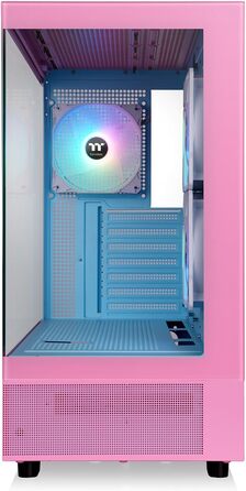 Thermaltake View 270 Plus WS: Корпус ПК Midi-Tower ATX з темперованим склом, дерево, 3х120мм ARGB вентилятори, USB-C, підтримка 360мм радіатора, білий (Bubble Pink)