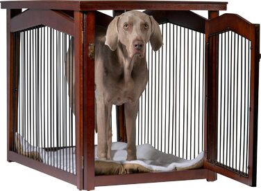 Дерев'яний вольєр для собак Dobar® розмір M з функцією столу - вольєр-будка для собак, 83 x 55 x 59 см, білий (коричневий, L 101 x B 71 x H 80 см)