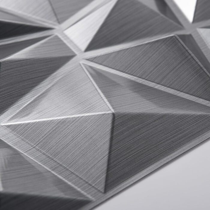 3D Панелі для стін Art3d (33 шт.) - діамантова фактура, сріблясті, 30x30 см. Високоміцний PVC, водостійкий, термостійкий