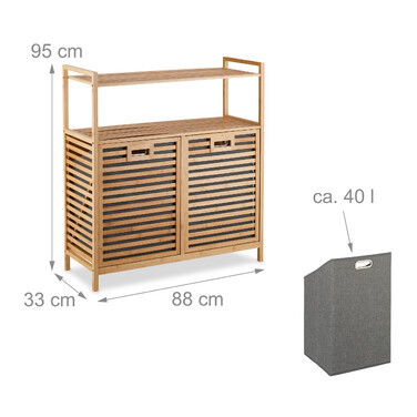 Relaxdays Laundry Basket with 2 Shelves