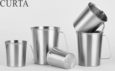 Stainless Steel Measuring Cup 1L Stainless Steel Measuring Jug with Measuring Units & Handle Metal Pitcher Dishwasher-Safe Milk Frothing Cup Measuring Cup, …