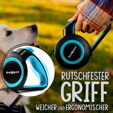 Висувна поводок для собак Rollleine 5м з функцією зупинки - зручний поводок для прогулянок, підходить для собак маленьких та середніх порід (до 20 кг), колір блакитний