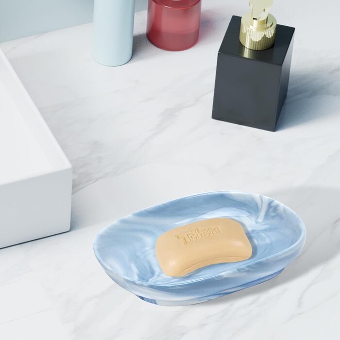 2 шт. мильниця керамічна, антиковзка, тримач для мила, мармур, овальна, для ванної, кухні, душу