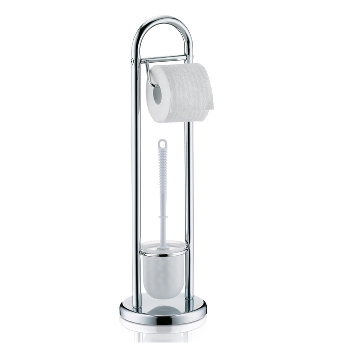Набір для ванної кімнати Kela з тримачем туалетного паперу та підставкою для щітки 65 см, щітка для туалету з відкритою підставкою Fabio, метал, блискучий сріблястий