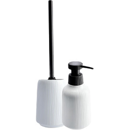 KADAX Bathroom Accessories Set, Modern Bathroom Accessories, Ceramic Bathroom Accessories, Bathroom Accessories (White: Toothbrush Holder, Soap Dispenser, Toilet Brush) (White - Soap Dispenser, Toilet Brush, 2)