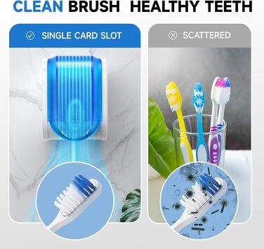 Bathroom Toothbrush Holder 【Upgraded Single Slot Design】 Wall-Mounted Toothbrush Holder with Cover, Moisture-Resistant and Dust-Proof, Toothbrush Organizer for Shower, Family, and Travel