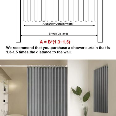 Штора для душу швидковисихаюча з льону, водовідштовхувальна, з магнітами, сіра 100x200 см