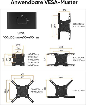 Кронштейн для телевізора FORGING MOUNT поворотний 26-65 дюймів, VESA 400x400, до 35 кг, подовжений 1035 мм