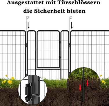 Вольєр для цуценят/собак Freigehege, складаний, 6 секцій, 65x80 см, чорний (6 шт.)