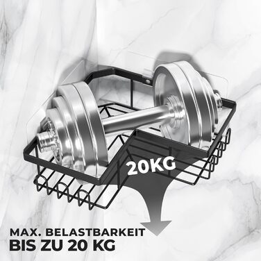 Настінна поличка для душу без свердління - 2 шт. | Дзеркальна | Чорна | Набір для зберігання в ванній кімнаті, органайзер для шампуню, душовий кошик