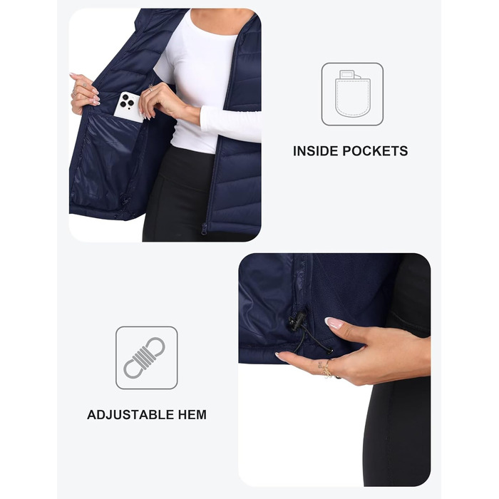 Легка жіноча жилетка MoFiz з пуху, без рукавів, для активного відпочинку, туризму та подорожей (Блакитна, L)