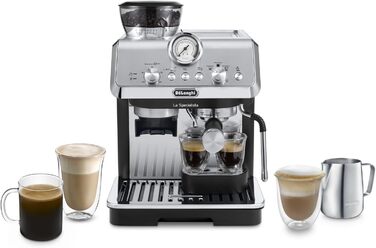 De'Longhi La Specialista Arte EC9155.MB Portafilter Espresso Machine, Espresso Machine with Grinder, 8 Grind Settings, 15 Bar, 3 Temperatures, Milk Frothing Wand, 1300 W, 1.5 L Tank, Stainless Steel/Black including Barista Kit. No Cold Brew Function. Espresso Machine Stainless Steel/Black