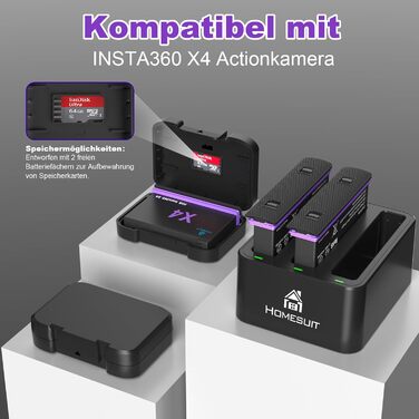 Акумулятор Insta360 X5 2 шт. + LED зарядний пристрій (2850mAh) + Micro SD картридер - комплект для Insta360 X5