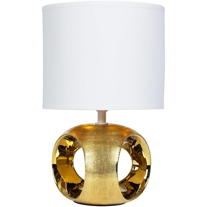 ARTE LAMP Poppy - LED настільна лампа з кабелем, хром/біла. Настільна лампа з білим текстильним абажуром для вітальні та спальні (золота)