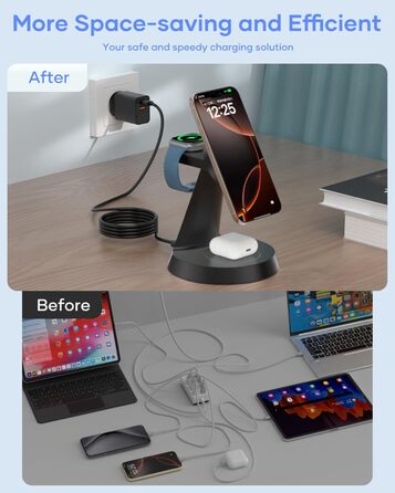 3-в-1 Індукційна Зарядка для iPhone, AirPods та Apple Watch (15W, чорний)