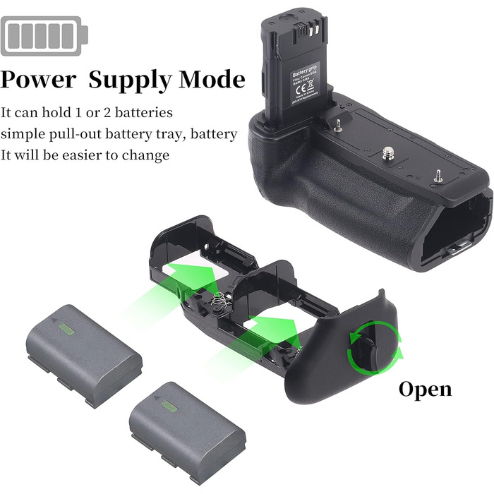 Вертикальна ручка Hersmay для Canon EOS R5 R5C R6 R6 Mark II з підтримкою LP-E6/LP-E6NH/LP-E6N акумуляторами