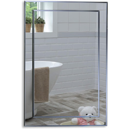 Сучасний прямокутний дзеркало для ванної кімнати, 50x40 см, з закругленими краями, настінний, 2 шари скла