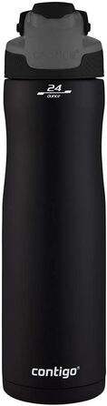 Contigo Autoseal Chill Water Bottle, Matte Black, Stainless Steel Water Bottle with Autoseal Technology, Insulated Bottle Keeps Drinks Cold for Up to 28 Hours, Leak-Proof, BPA-Free, 720 ml