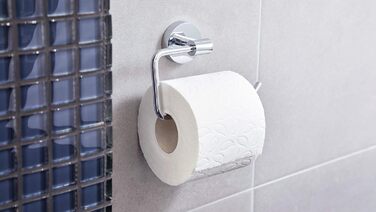 Тримач для туалетного паперу tesa EXXCELLENT без кришки, хромований, для настінного монтажу на клейовій основі (без свердління), 135x106x45 мм