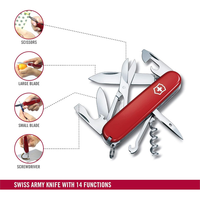 Швейцарський ніж Victorinox Climber, 14 функцій, Swiss Made, Мультитул з ножем, ножицями, відкривачкою для консервів та ковпачка, викруткою, дерев'яний, Limited Edition