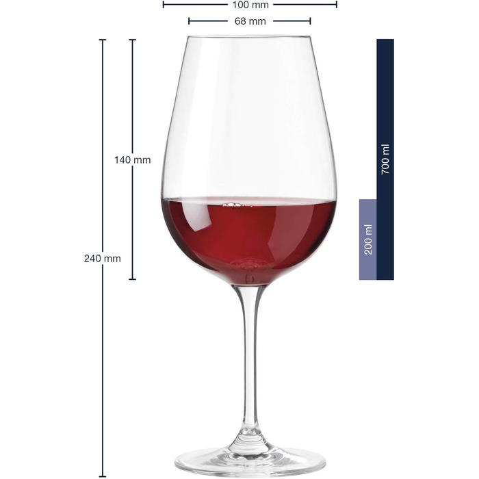 LEONARDO HOME Red Wine Glasses, Glass, Set of 6 (Pack of 1), 6