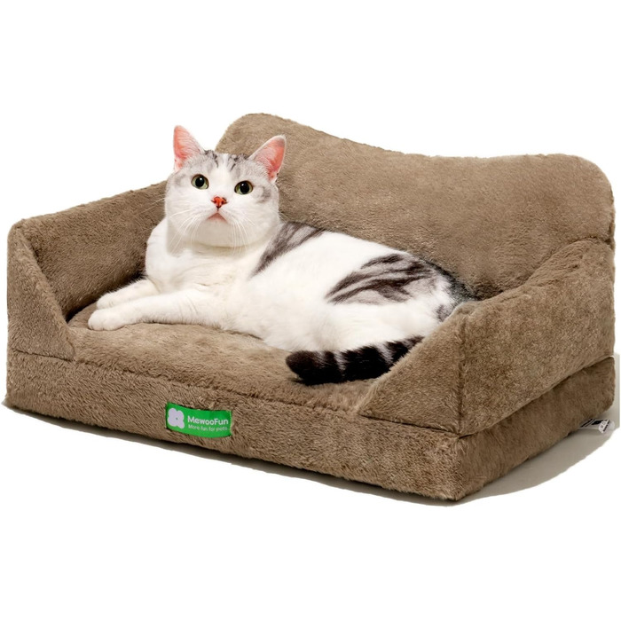 MEWOOFUN Cat Cave Cat Bed for Indoor Cats, Cute Kitten Bed Pet Sofa with Removable, Washable Cover and Anti-Slip Bottom for Small Dogs (White, ) (S, Brown)