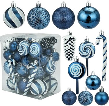 Набір прикрас на ялинку 40 шт. червоні кулі, пластик, Balu