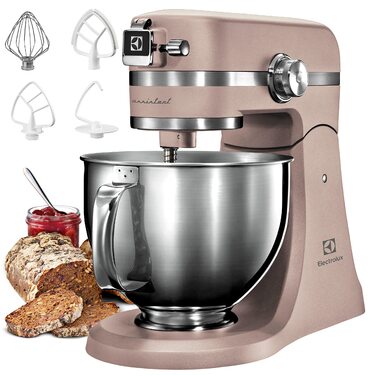 Тістоміс Electrolux EKM5570 з нержавіючої сталі, 1200 Вт, 10 швидкостей, з вінчиком та кришкою, пісочний колір
