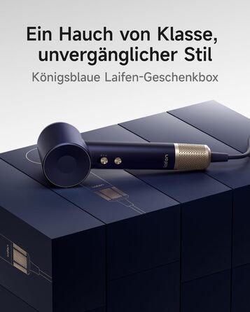 Фен Laifen з магнітною насадкою, 200 млн негативних іонів, 110 000 об/хв, швидке сушіння, Swift Premium, кобальтово-синій
