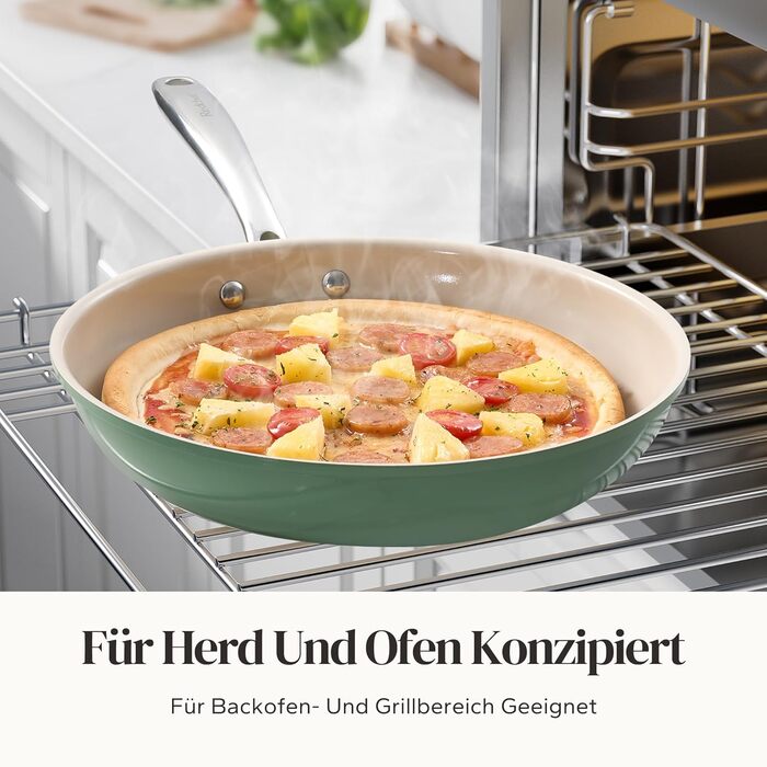 Redchef Ceramic Induction Nonstick Fry Pan Set - 6 Piece with Lids (20, 24, 28cm) - PTFE, PFAS, PFOA Free - Oven & Dishwasher Safe