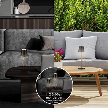 Світлодіодна настільна лампа Briloner бездротова з сенсорним керуванням, димуванням, регулюванням висоти, нічна лампа, лампа для читання, кемпінгова лампа, 38x12 см, чорний деревоподібний дизайн