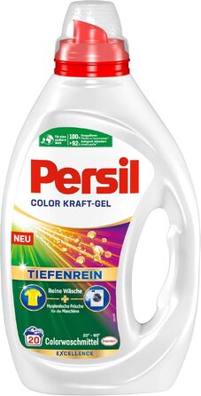 Гель для прання кольорових речей Persil Color Kraft-Gel з технологією глибокого очищення, гігієнічна свіжість, ефективний від 20°C, 20 прань
