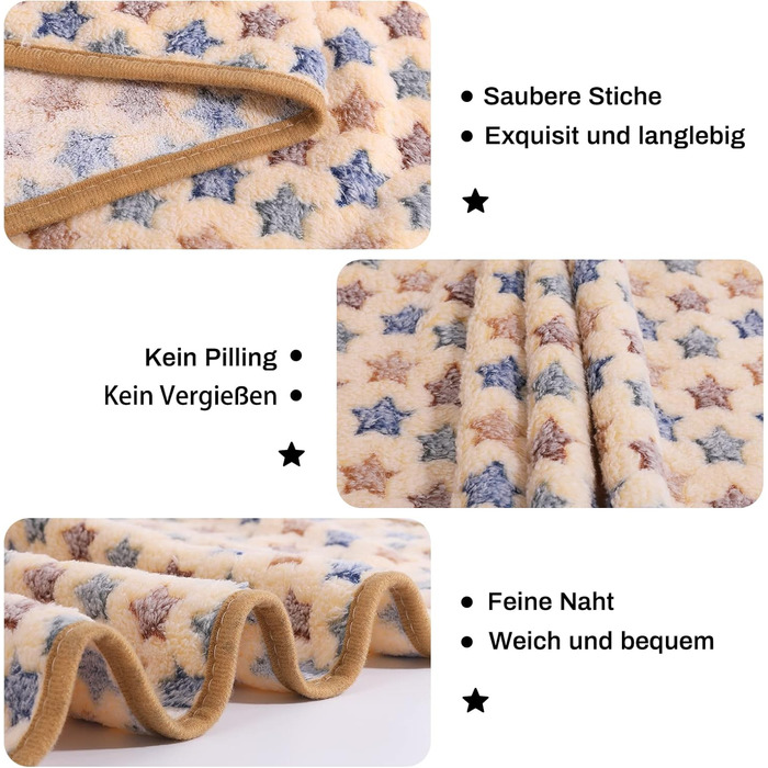 М'яка ковдра для собак та котів Demigeat, 3 шт. - тепла, миюча, для літа та весни, велика зірка