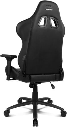 Професійне ігрове крісло DRIFT GAMING DR350 ергономічне, з 4D-підлокітниками, подушками під поперек та шию, нахил спинки 135°, безшумні колеса, чорно-біле