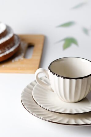 MÄSER Osita: Ретро кавовий сервіс на 6 осіб (18 предметів), кремовий білий, кераміка