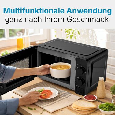 Мікрохвильова піч Bomann MW 6014 CB чорна, 700 Вт, 20 л, 6 рівнів потужності, поворотний піднос 360°