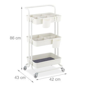 Relaxdays 3-Tier Rolling Cart