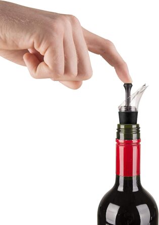 Vacu Vin Wine Pump with Spout and Stopper, Plastic, Black, 5 x 8.3 x 22 cm