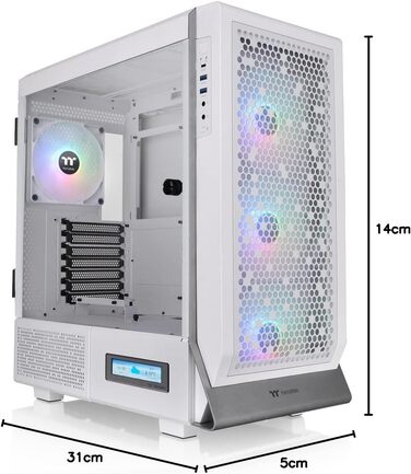 Корпус Thermaltake Ceres 500 TG ARGB Mid-Tower ATX/E-ATX, білий (Snow) з LCD-панеллю, 4 ARGB вентиляторами та USB-C