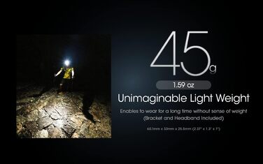 Легка налобна ліхтарик Nitecore NU25UL, USB-C, 400 люмен, 130 м, червоне світло для нічного бачення