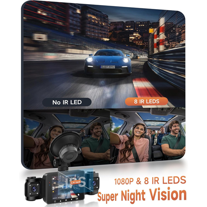 Автомобільна відеореєстратор (Dashcam) 4 Канали 360° з 4 камерами FHD 1080P (передня, задня, ліва, права), 2.4