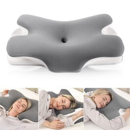 Подушка ортопедична MULISOFT Memory Foam для сну на боку, спині та животі, сіра (P-105)