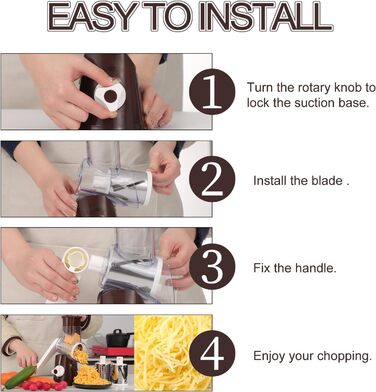 Ручна тертка Ourokhome Rotary - подрібнювач овочів, сиру, горіхів (3 леза)