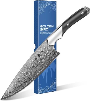 Японський ніж для філерування риби Golden Bird 20 см, професійний, з дамаської сталі 67 шарів, преміум-якість, з подарунковою коробкою, серія Swan